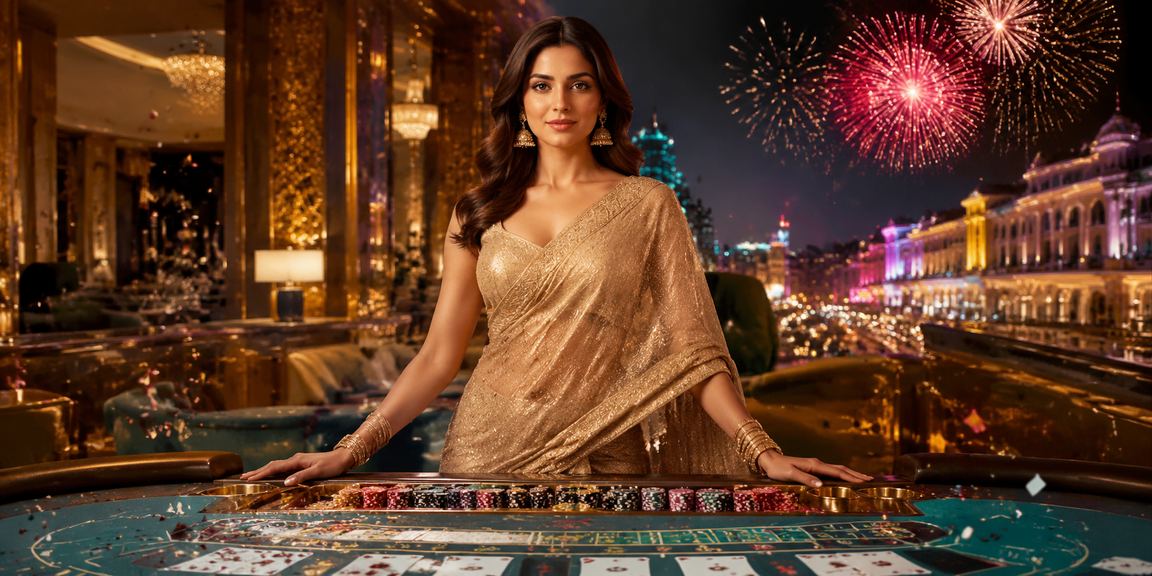 Delhi night casino ambiance with baccarat tables
